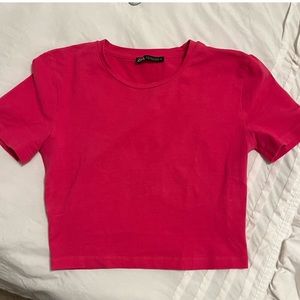 Zara Cropped Hot Pink Tee